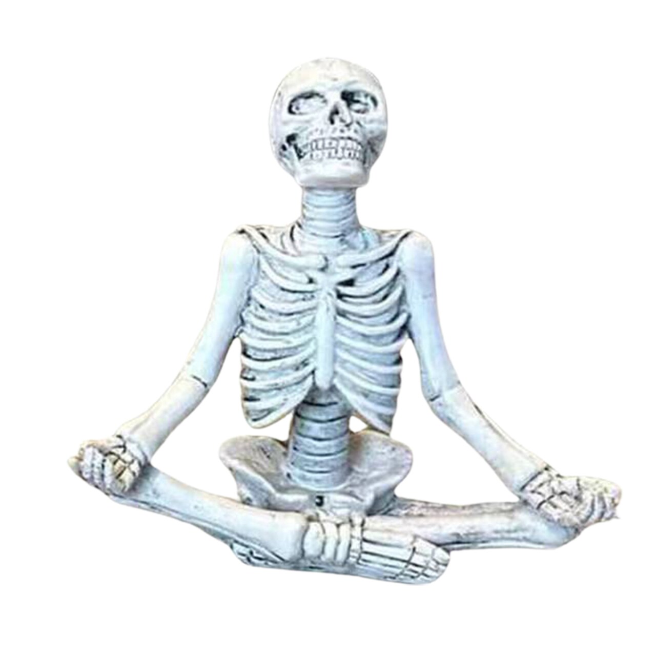 Halloween Meditation Skeleton Figurine Spooky Sitting Skull Resin Statue Sculpture Indoor Outdoor Garden Office Desktop